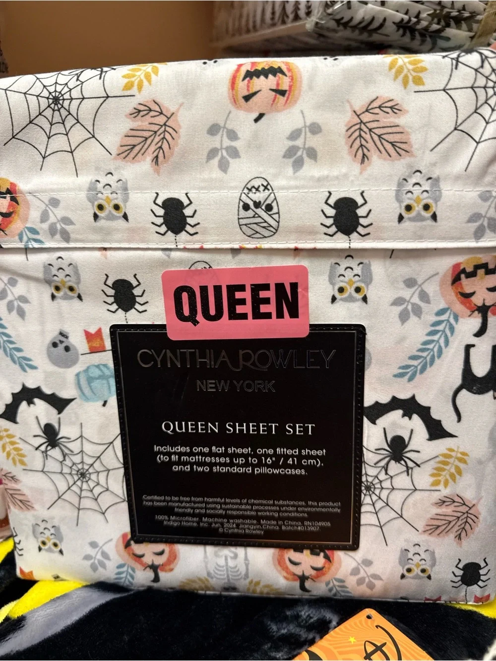 Cynthia Rowley Queen Sheet Set - Halloween Print White